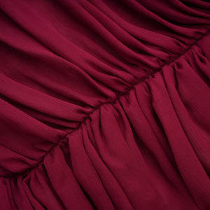 Aurohaya Théa Burgundy Asymmetrical Ruched Mini Dress