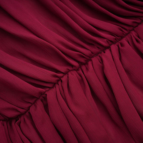 Aurohaya Théa Burgundy Asymmetrical Ruched Mini Dress