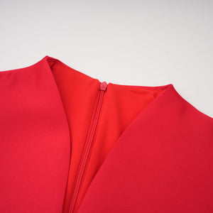 Aurohaya Aventin Red Godet Design Midi Dress