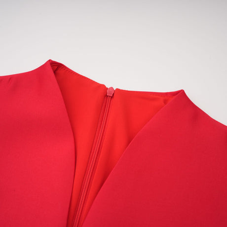 Aurohaya Aventin Red Godet Design Midi Dress