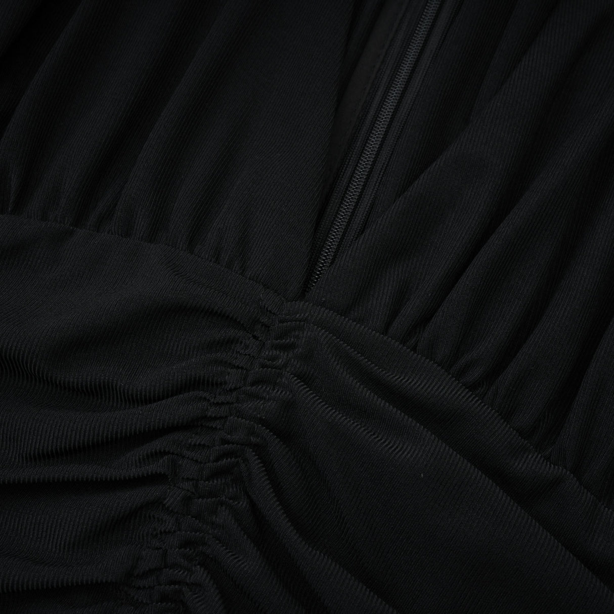 Aurohaya Greta Black Ruched Sheer Mesh Maxi Dress