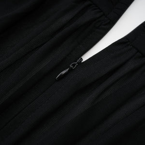 Aurohaya Greta Black Ruched Sheer Mesh Maxi Dress