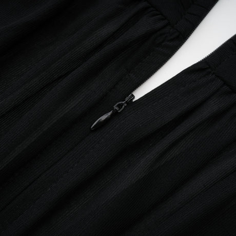 Aurohaya Greta Black Ruched Sheer Mesh Maxi Dress