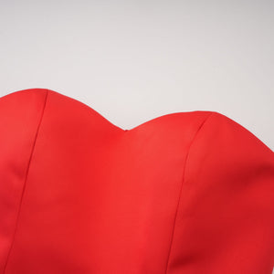Aurohaya Laure Red Heart Off-shoulder Mini Dress