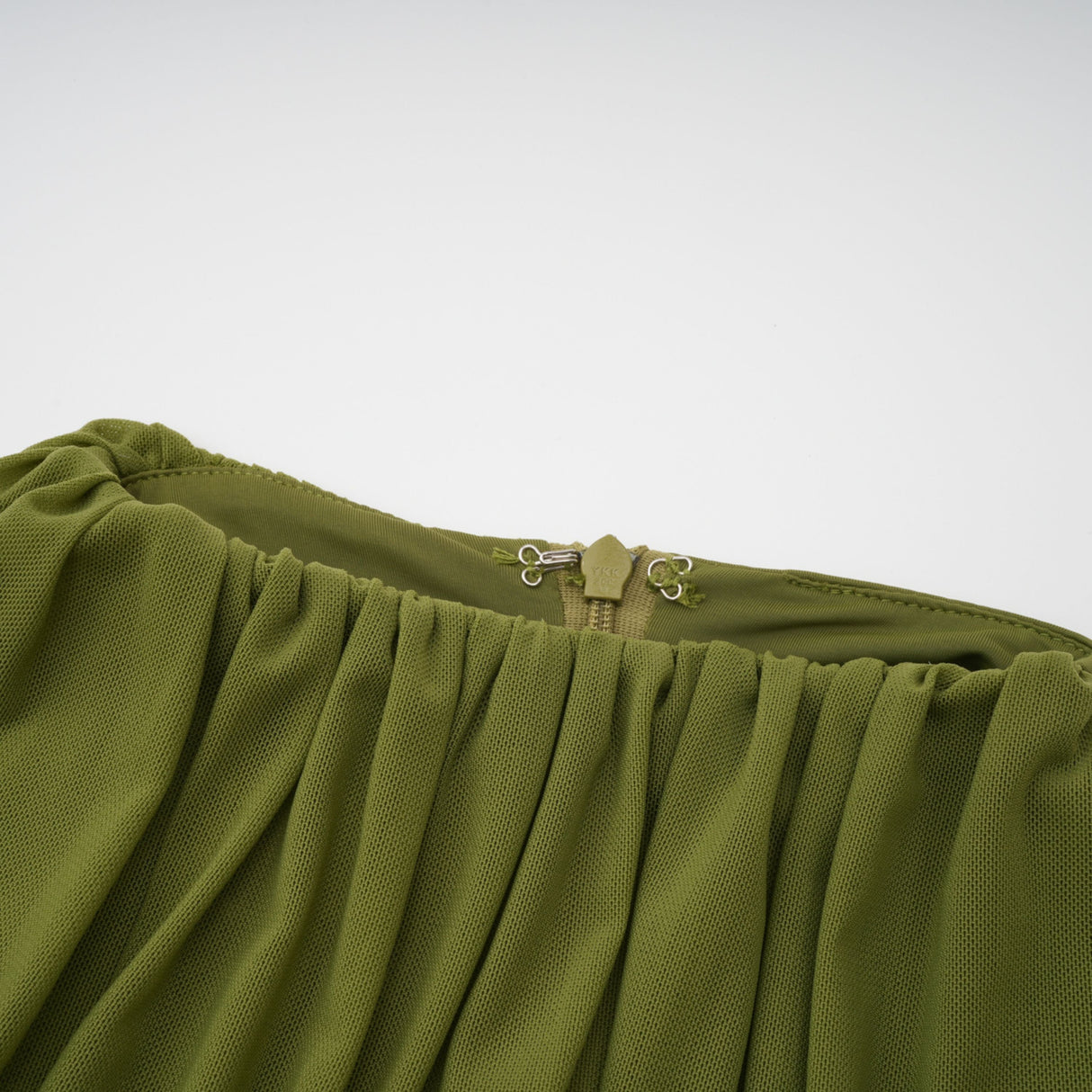 Aurohaya Emilia Green Asymmetrical Ribbon Draped Maxi Dress
