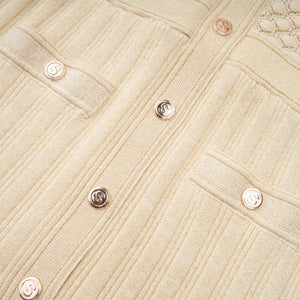 Aurohaya Élodie knitted long-sleeve midi dress in Neutrals