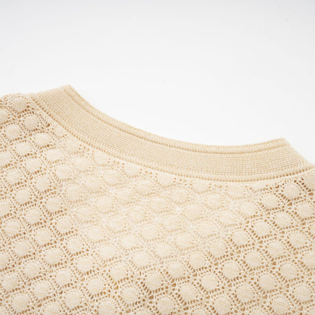Aurohaya Élodie knitted long-sleeve midi dress in Neutrals