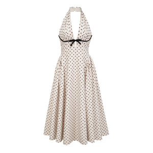 Aurohaya Gitane White Polka Dot Midi Dress