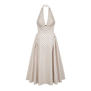 Aurohaya Gitane White Polka Dot Midi Dress