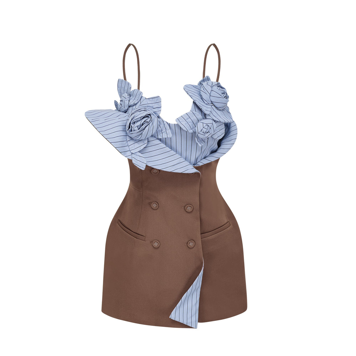 Aurohaya Johanna Brown Floral Panelled Mini Dress