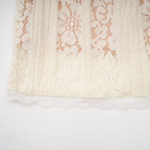 Aurohaya Émeline floral lace flared-cuff mini dress in Neutrals