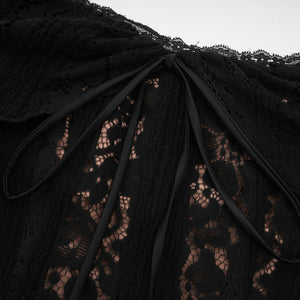 Aurohaya Émeline floral lace flared-cuff midi dress in Black