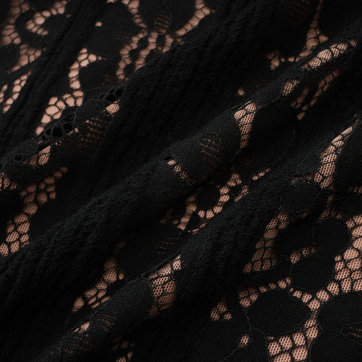 Aurohaya Émeline floral lace flared-cuff midi dress in Black
