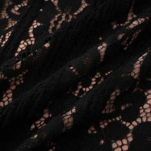 Aurohaya Émeline floral lace flared-cuff midi dress in Black