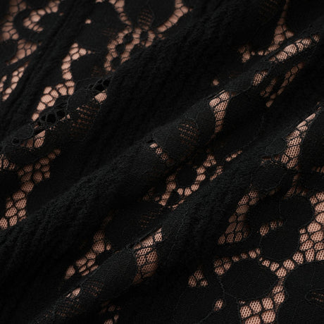 Aurohaya Émeline floral lace flared-cuff midi dress in Black