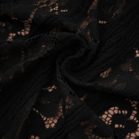 Aurohaya Émeline floral lace flared-cuff midi dress in Black