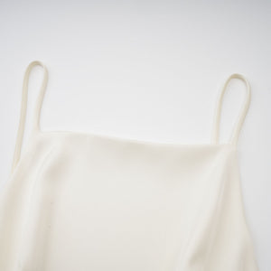 Aurohaya Lyna White Satin Ruffled Mini Dress with Shawl Panel Detail