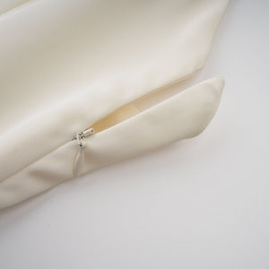 Aurohaya Lyna White Satin Ruffled Mini Dress with Shawl Panel Detail