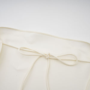 Aurohaya Lyna White Satin Ruffled Mini Dress with Shawl Panel Detail