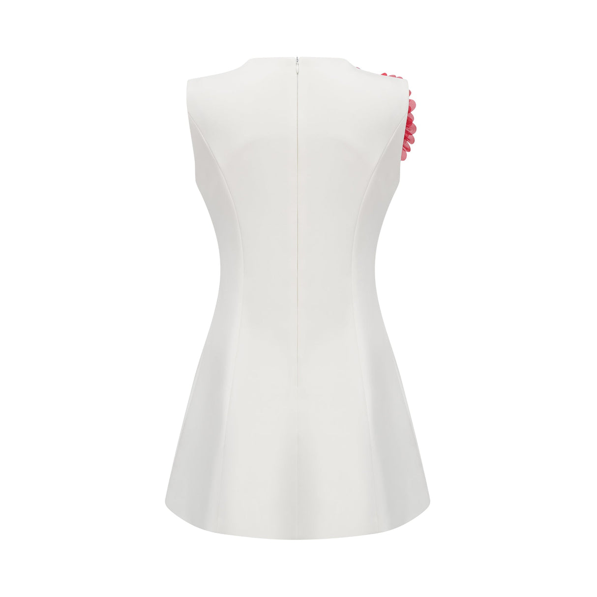 Aurohaya Véronique white 3d-petal sleeveless mini dress