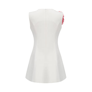 Aurohaya Véronique white 3d-petal sleeveless mini dress