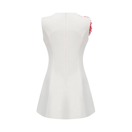 Aurohaya Véronique white 3d-petal sleeveless mini dress
