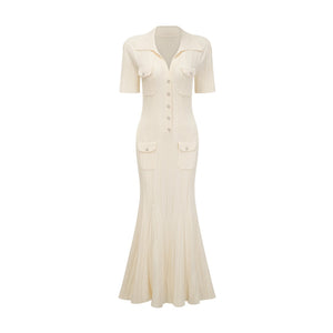 Aurohaya Nouria neutrals ribbed-knit midi dress