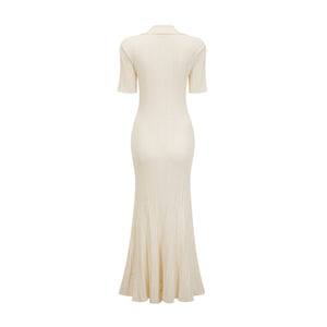 Aurohaya Nouria neutrals ribbed-knit midi dress