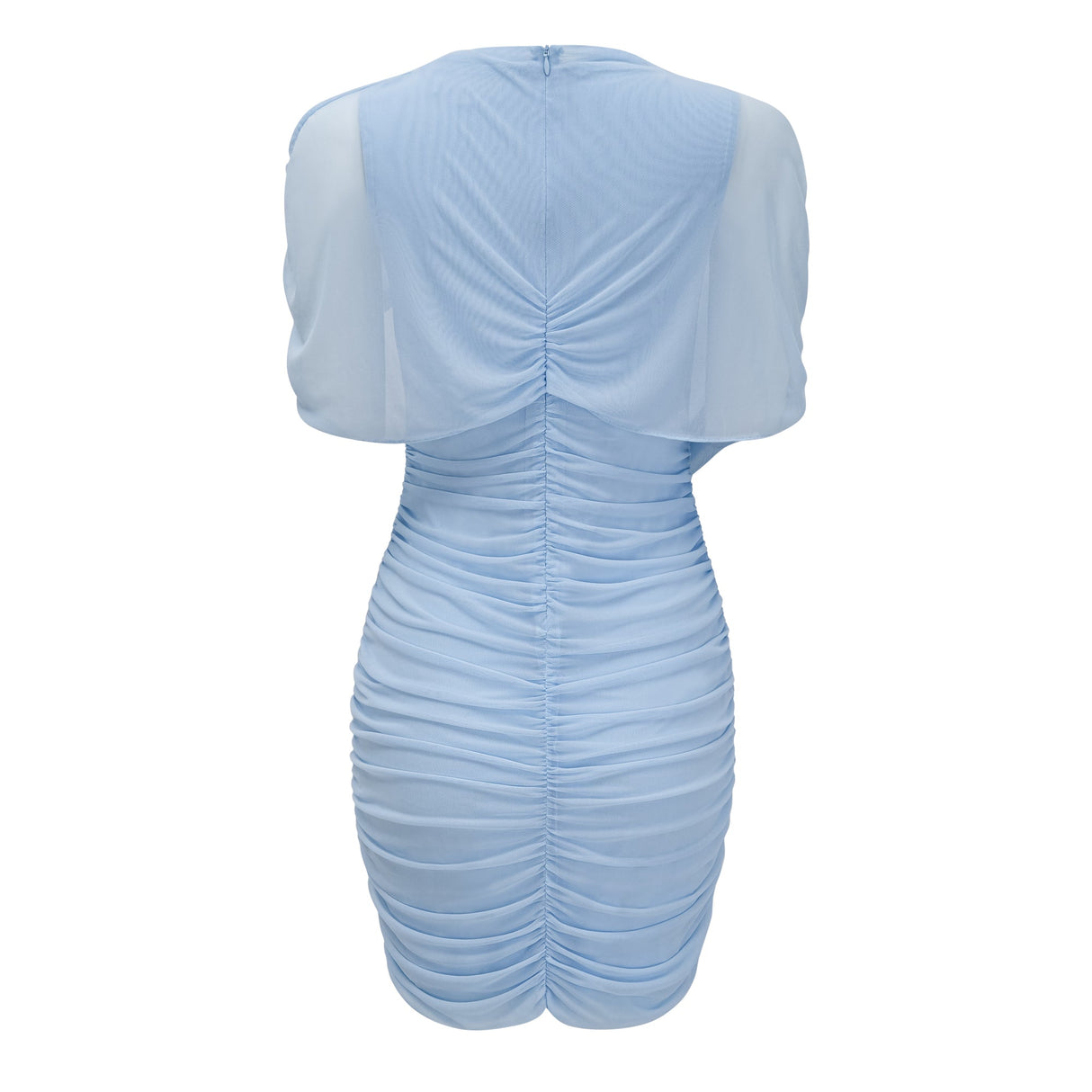 Aurohaya Sylphe Baby-Blue Asymmetrical Pleated Sleeveless Mini Dress