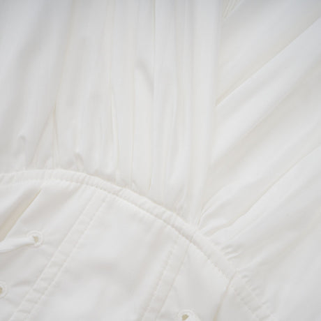 Aurohaya Vienne White Lace-Up Pleated Maxi Dress