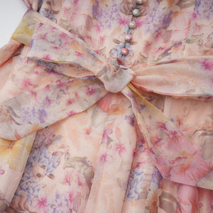 Aurohaya Aya Pink Godet Floral Mini Dress