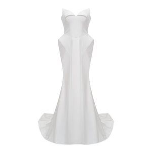 Aurohaya Alba White Barrel Waist Corset Maxi Dress