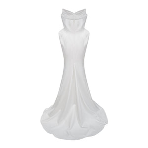 Aurohaya Alba White Barrel Waist Corset Maxi Dress