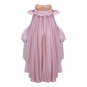 Aurohaya Brooklyn Pink Glossy Bubble Hem Mini Dress