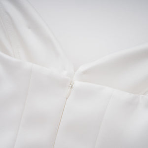 Aurohaya Alba White Barrel Waist Corset Maxi Dress