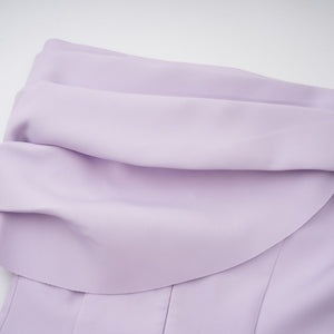 Aurohaya Annabelle Purple Cape-Design Ribbon Maxi Dress