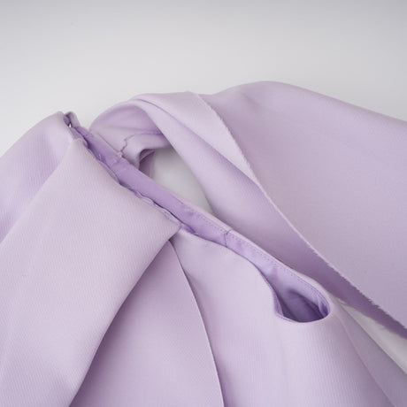 Aurohaya Annabelle Purple Cape-Design Ribbon Maxi Dress