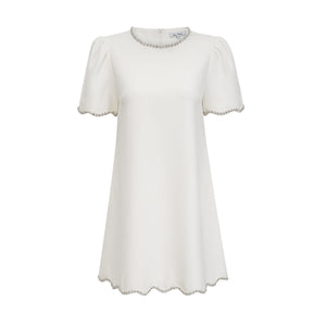 Aurohaya Bérénice white crystal-embellished mini dress