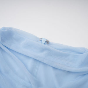 Aurohaya Sylphe Baby-Blue Asymmetrical Pleated Sleeveless Mini Dress