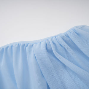 Aurohaya Sylphe Baby-Blue Asymmetrical Pleated Sleeveless Mini Dress