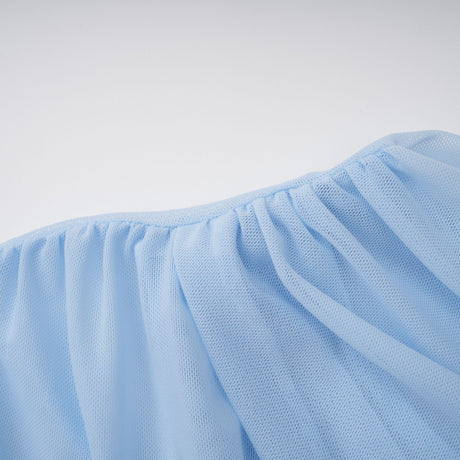 Aurohaya Sylphe Baby-Blue Asymmetrical Pleated Sleeveless Mini Dress