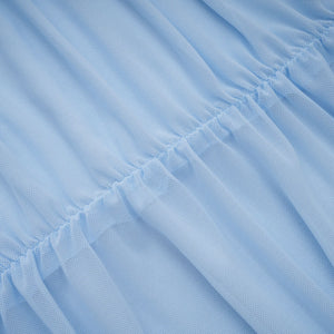 Aurohaya Sylphe Baby-Blue Asymmetrical Pleated Sleeveless Mini Dress
