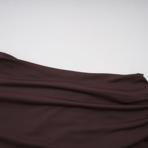 Aurohaya Prune Brown Night Out Asymmetrical Ruched Midi Dress