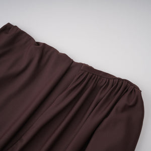 Aurohaya Prune Brown Night Out Asymmetrical Ruched Midi Dress