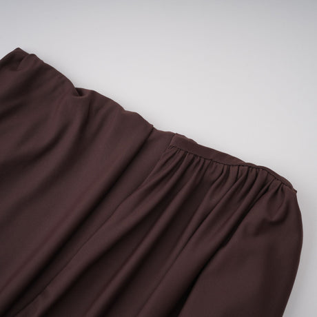 Aurohaya Prune Brown Night Out Asymmetrical Ruched Midi Dress