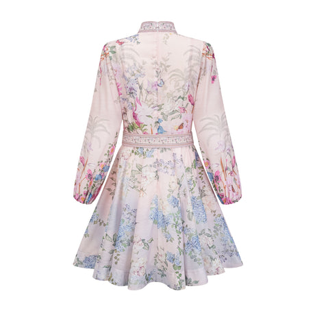 Aurohaya Fabienne light-pink floral-print mini dress