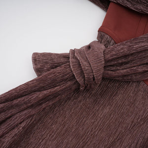 Aurohaya Delphine ribbon-design corset maxi dress in Brown