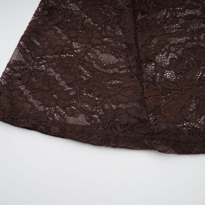 Aurohaya Brigitte Brown Lace Panel Ruched Maxi Dress