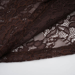 Aurohaya Brigitte Brown Lace Panel Ruched Maxi Dress