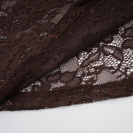 Aurohaya Brigitte Brown Lace Panel Ruched Maxi Dress